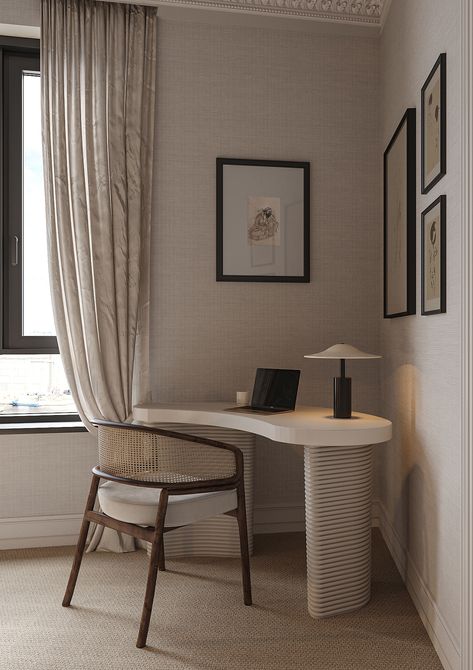 Interior Boho, Desk And Chair, Apartment Decor Inspiration, Home Office Setup, Apartment Inspiration, A Desk, Home Room Design, Apartment Interior, Home Office Design