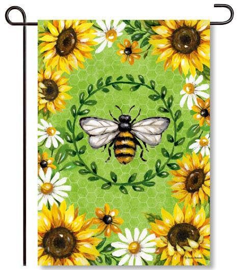 Bumble Bee  Garden Flag- Sunflower Flag- Sunflowers And Bumble Bee  Flag- Whimsical Garden Flag- Sunflower House, Summer Garden Flags, Fall Garden Flag, Sunflower Garden, Bee Garden, Garden Flag Stand, Yard Flags, Outdoor Flags, Whimsical Garden