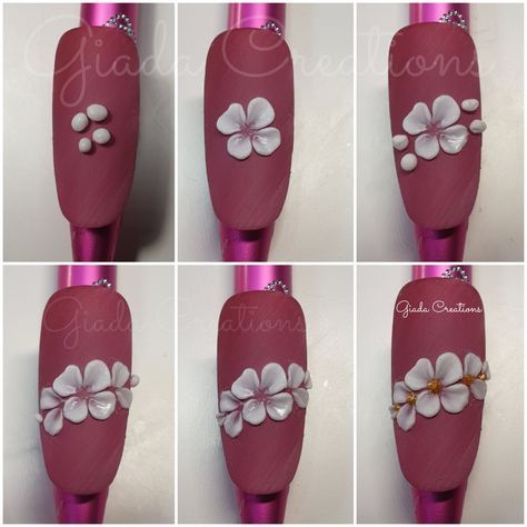 Acrylic Flowers Nails Tutorials, Step By Step 3d Flower Nail Art, 3d Nail Art Step By Step, 3d Follower Nails, 4d Nail Art Step By Step, Gel Flower Nail Designs 3d, 3d Nail Art Tutorial Step By Step, 3 D Nails Designs Art Ideas, 3d Nail Art Simple