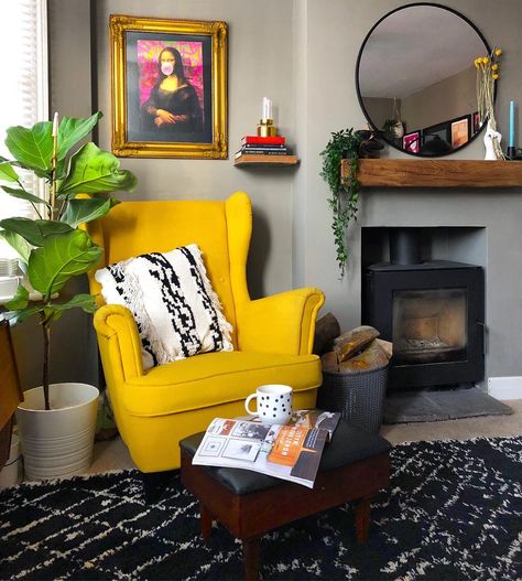 Yellow Chair, Wingback Chair, Accent Chairs, Cushions, Living Room, Yellow, On Instagram, Furniture, Instagram