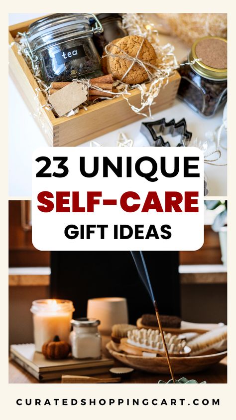 Discover 23 unique self-care gifts that promote well-being and relaxation. From artisan tea collections to sound therapy instruments, these thoughtful presents are perfect for birthdays, holidays, or just because. Make your loved ones feel special! Thoughtful gift ideas, pampering gifts, wellness gifts, self-care ideas, gift ideas for relaxation, self-care gift ideas, gift ideas for well-being, best self-care gifts, gifts for relaxation, wellness gift ideas, self care gift basket. Self Care Basket Ideas For Women, Self Care Birthday Basket, Womens Self Care Gift Basket Ideas, Relaxation Basket Ideas, Pamper Gift Basket Ideas, Diy Relaxation Gift Basket Ideas, Relaxation Kit Gift Ideas, Meditation Gift Basket, Get Well Soon Gift Ideas