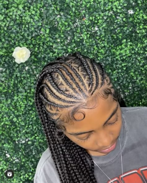 Funali Braids With Knotless, Red Fulani Braids, Zig Zag Fulani Braids, Tribals With Knotless Braids, Funali Braids, Press On Nail Art, Nail Almond, Jumbo Knotless, Braids Knotless