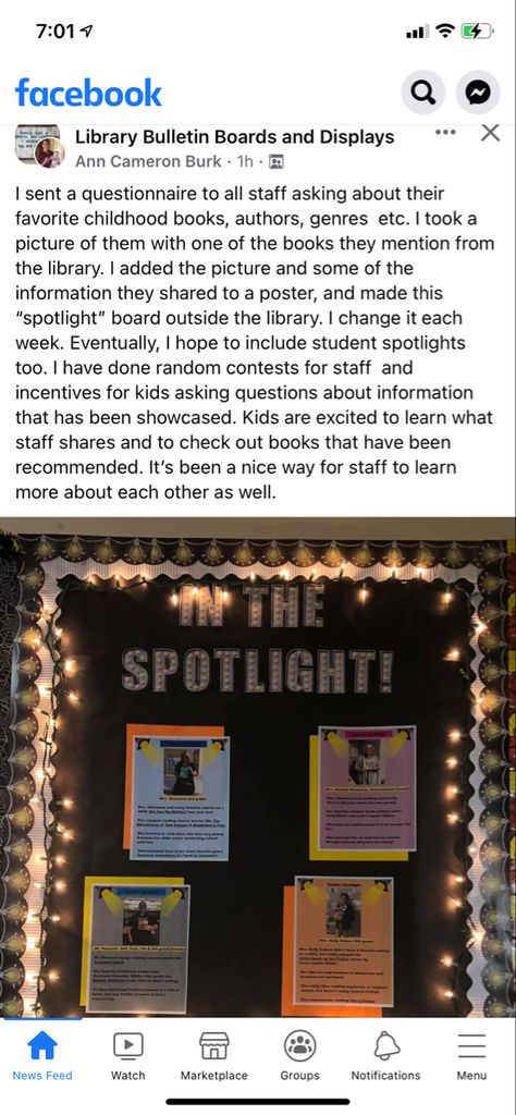 Teacher Spotlight Bulletin Boards, Staff Spotlight Bulletin Board, Employee Spotlight Board Ideas, Student Spotlight Bulletin Board, Spotlight Bulletin Board, Teacher Spotlight, Faculty Lounge, Staff Bulletin Boards, Staff Spotlight