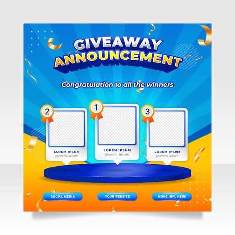 Winner Social Media Post, Winner Announcement Design, Winner Poster Design Ideas, Winner Announcement Poster, Announcement Pubmat, Congratulations Pubmat, Winner Poster Design, Giveaway Announcement Design, Giveaway Poster Design