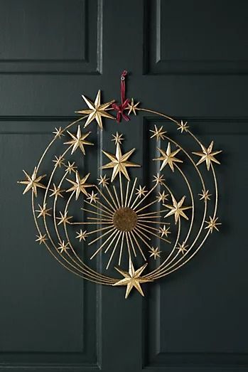 wreaths Anthropologie Holiday Decor, Golden Wreath, Anthropologie Holiday, Christmas Ornament Wreath, Christmas Inspo, Noel Christmas, Tree Toppers, Ornament Wreath, Decoration Design