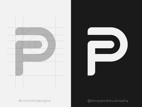 Logo Design Concept for Pooja Kushwaha | P Monogram by Shreyansh Kushwaha P G Logo, P Monogram Logo, P Monogram, Tattoo Colors, P Logo Design, Minimalist Logos, Painting Logo, Adidas High, Paper Logo