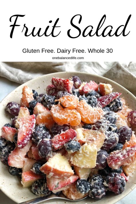 Fruit Salad Low Calorie, Fruit Salad Dairy Free, Fruit Salad Spring, Salad With Fruit And Nuts Healthy, Summer Fruit Salad Aesthetic, Creamy Fruit Salads, Plant Based Yogurt, Delicious Salad Dressings, Gluten Free Salads