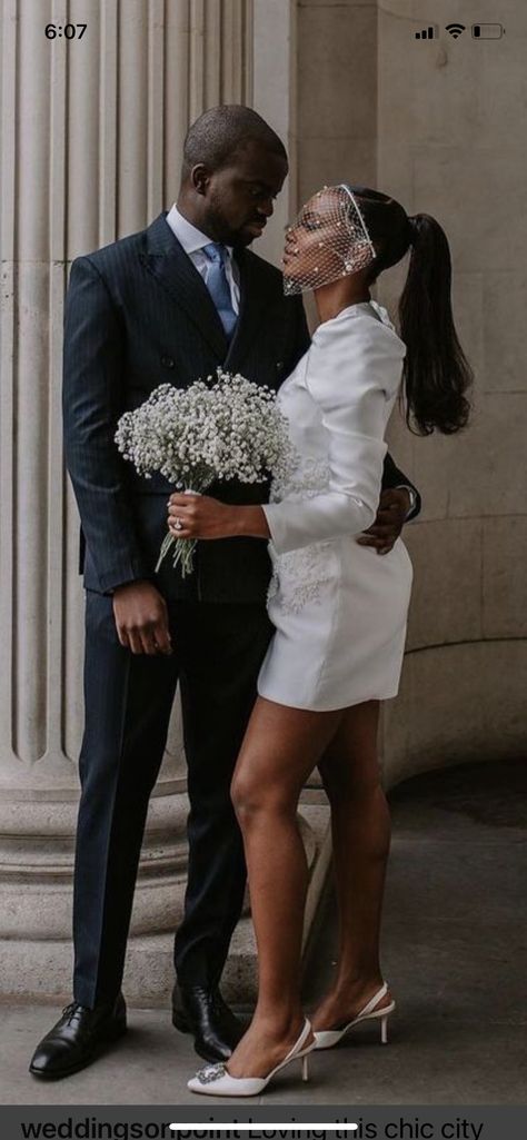 Civil Wedding Dresses Black Women, Wedding For Black Women, Court House Wedding Outfits Women, Court Wedding Aesthetic, Civil Wedding Shoes, Courthouse Wedding Photo Ideas, Civil Wedding Pictures, Elopement Black Couple, Civil Wedding Dress Courts Brides