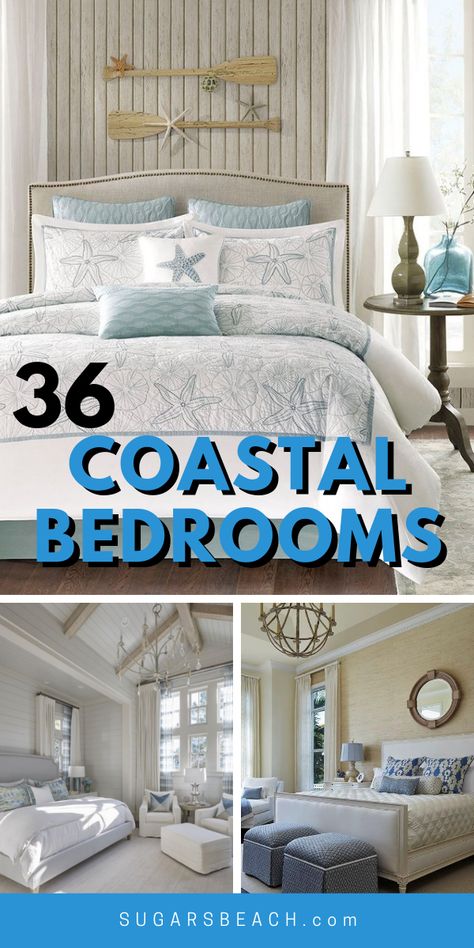 If you want it to be comfortable  the room should be bright and open. If the room is dark  you'll want to choose a light color for the walls. Bedroom Ideas Beach, Coastal Bedroom Decor, Coastal Bedroom Ideas, Modern Coastal Bedroom, Beachy Bedroom, Beach Themed Bedroom, Cottage Coastal, Beach House Bedroom, Beach Bedroom Decor