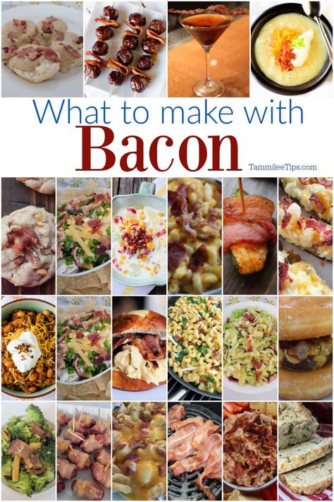 Are you wondering what to make with bacon? Don't worry these bacon recipes are easy and taste amazing! How could they not they have bacon Bacon Recipe Ideas, Bacon Bits Recipes Breakfast, Recipes That Use Bacon, Meals To Make With Bacon, Recipes For Bacon, Cooked Bacon Recipes, What To Make With Bacon, Bacon Recipes For Dinner Easy, Recipes With Turkey Bacon