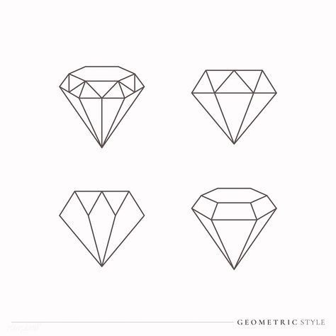 Geometric diamond design collection vector | free image by rawpixel.com / Aew #vector #vectoart #digitalpainting #digitalartist #garphicdesign #sketch #digitaldrawing #doodle #illustrator #digitalillustration #modernart #diamond Simple Diamond Tattoo Design, Diamond Design Tattoo, Diamond Outline Drawing, Diamond Sketch Drawing, Diamond Tattoo Designs Men, Diamond Drawing Simple, Diamond Drawing Sketches, Simple Diamond Tattoo, Diamond Outline Tattoo