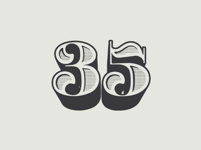 #typo #typography #design #barneybarrett #barney-barrett #youcancallmehitch 35 Tattoo Number, Number 35 Design, 35 Number Logo, 35 Number Design, Number Design Typography, Number 3 Typography, Numbers Lettering, Typography Numbers, Durant Nba