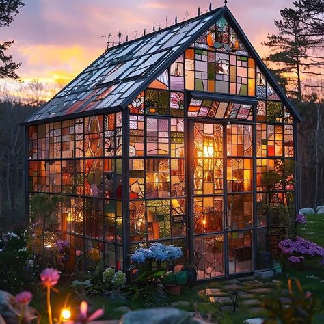 Stained glass greenhouses✨️🌱 Which one is your favorite? 1,2,3,4,5 or 6? #movies #howwedwell #gardendecor#myhomevibe #decorcrushing #outdoordecor #interiorlover #homedecor#instainterior #interior444 #myhyggehome#interiorideas #interior123 #elledecor #outdoor #decor #decora #greenhouse#gardenparty #gardens #interior1 23#greenhouses #interior4you #bohemiandecor #homeinspiration #interiorwarrior #cozyhome #interior4inspo #outdoorliving #interior444 Enclosed Garden Structures, Old Window Greenhouse, Homely Decor, Glass Green House, Window Greenhouse, Glass Greenhouse, Gardening 101, Mini Greenhouse, Cottage Core Aesthetic