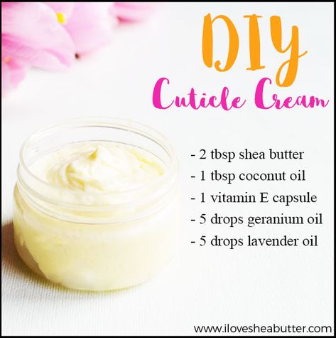 DIY Shea Butter Cuticle Cream Recipe - beautymunsta - free natural beauty hacks and more! Cuticle Oil Diy, Cuticle Butter, Diy Shea Butter, Peeling Cuticles, Săpunuri Handmade, Homemade Moisturizer, Cuticle Cream, Cuticle Care, Homemade Lotion