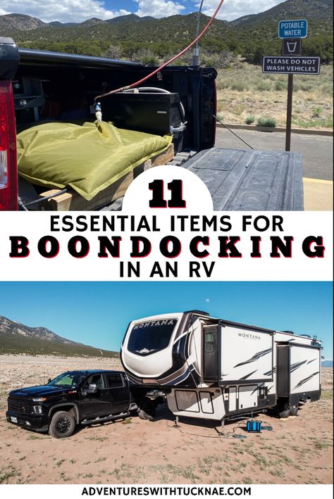 11 Essential Items for Boondocking in an RV Boondocking Tips, Nomadic Living, Boondocking Camping, Rv Boondocking, Camping Setup, Camping Gear Checklist, Rv Supplies, Rv Camping Checklist, Rv Campsite