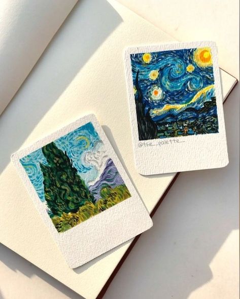 Polaroid Idea, فنسنت فان جوخ, Iconic Artists, Mini Polaroid, Whimsical Art Journal, Daler Rowney, Arte Van Gogh, Starry Nights, Vibes Art