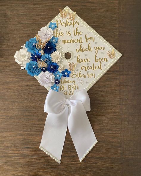 Hi! I am here to make you a custom cap topper for your graduation! I can make the shown photos or if you have any custom ideas feel free to send them to me as well and I could accommodate to your wants I am able to change the wording, colors, styles, or even do a totally new design All of my cap toppers have adhesive strips on the back for easy application: just peel off the backings and stick it on! Let me know if you have any questions -Athena Baby Blue Graduation Cap, Christian Nursing Graduation Cap, Christian Cap Decoration Graduation, Graduation Cap Accounting, Grad Cap Memorial Ideas, Customized Graduation Caps, Personalized Graduation Cap Topper As Graduation Gift, Medical Assistant Graduation Cap Ideas, Inspirational Graduation Caps