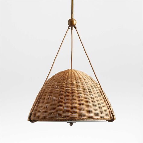 Branch Lighting, Jake Arnold, Reno Kitchen, Wicker Pendant Light, Dome Pendant Light, Slanted Ceiling, Rattan Shades, Kitchen Lighting Ideas, Small Pendant Lights