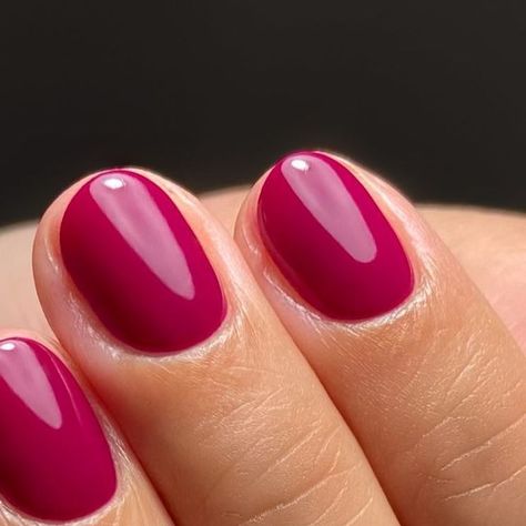 Cranberry Pink Nails, Short Nails Color Ideas, Raspberry Nails, Pink Nail Colors, Pretty Nail Colors, Plain Nails, Nail Prep, Nail Jewels, Hand Therapy