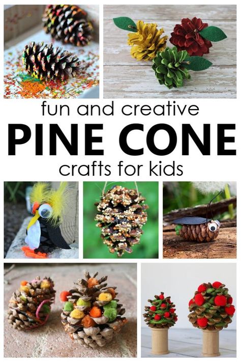 Easy pine cone crafts for kids and creative things to make with pine cones. Fun fall nature craft ideas for kids. Easy Pine Cone Crafts, Pine Cone Crafts For Kids, Creative Things To Make, Alice Art, Pinecone Crafts Kids, Small Pine Cones, Sensory Exploration, Cone Crafts, Pine Cone Art