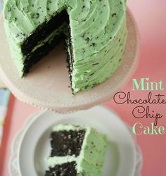 Mint Chocolate Chip Cake - the frosting taste just like my favorite ice cream!! Mint Chocolate Chip Cake, Chocolate Chip Cake Recipe, Chocolate Chip Cake, Torte Cupcake, Mint Chocolate Chip, Mint Chocolate Chips, Yummy Sweets, Eat Dessert, Mint Chocolate