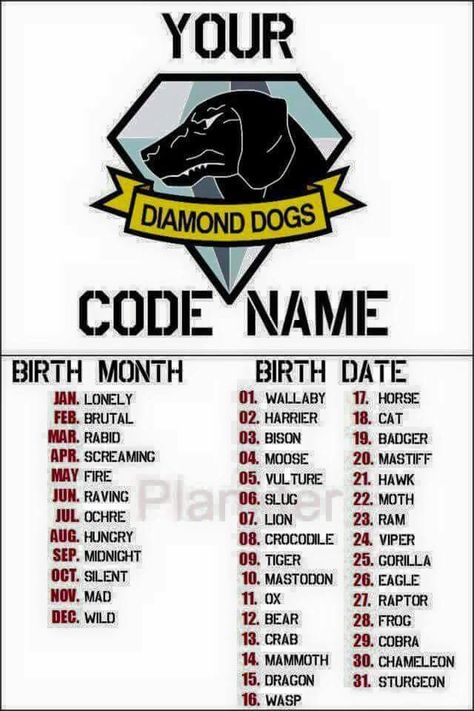 MGS: PP What's your code name? / Lonely Moth Military Code Names, Codename Ideas, Cool Code Names, Code Names Ideas, Nato Alphabet, Metal Gear Solid V, Metal Gear Series, Mgs V, Phantom Pain