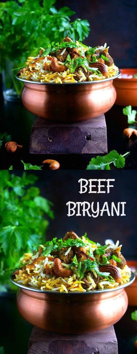 Biryani recipe beef Beef Biryani Recipe, Beef Biryani, Aussie Food, Healthy Beef Recipes, Indian Appetizers, Recipe Beef, Healthy Beef, Pulao Recipe, Holiday Dessert Recipes