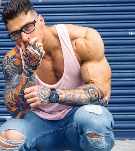 Lewis Harrison Lewis Harrison, Harrison Twins, Cardio Boxing, Man In Love, Transformation Body, Mens Denim, Ripped Jeans, Workout Videos, Tattoos For Guys