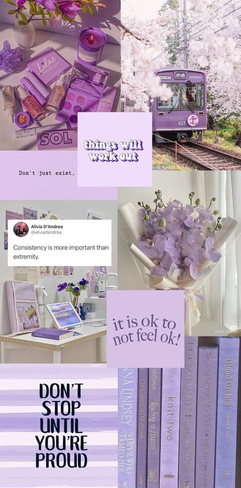 Purple Aesthetic Collage Pictures, Purple Study Aesthetic Wallpaper, Pastel Vision Board Aesthetic, Purple Vision Board Wallpaper, Purple Theme Wallpaper Iphone, Vision Board Ideas Purple, Lilac Aesthetic Wallpaper Iphone, Lavender Vision Board, Purple Vision Board Ideas