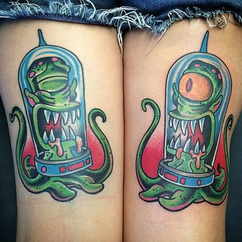 Kang And Kodos Tattoo, Dbz Tattoo, Liberty Tattoo, Simpsons Treehouse Of Horror, Learn To Tattoo, Simpsons Tattoo, Power Tattoo, Wicked Tattoos, Horror Tattoo