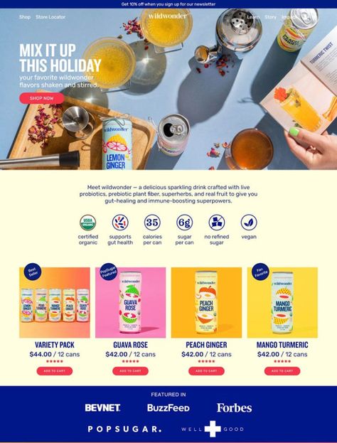 Drinks Website Design, การออกแบบ Ui Ux, Food Website Design, Food Web Design, Tech Inspiration, Website Landing Page, 포트폴리오 레이아웃, Happy Gut, Ecommerce Web Design