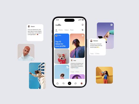 Makko - UX/UI mobile application design for a social network Best Ui Design, Card Ui, Mobile Application Design, Mobile App Design Inspiration, App Interface Design, Ui Design Website, Mobile Ui Design, Ios Design, App Design Inspiration