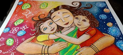 Mother Daughters oil pastel drawing| mother's day drawing Mothers Day Poster Drawing, Mother And Daughters Drawing, Mother Daughter Drawing, Drawing Mother, Mother And Daughter Drawing, Mothers Day Drawings, Mother And Daughters, Mother Daughters, Mothers Day Poster