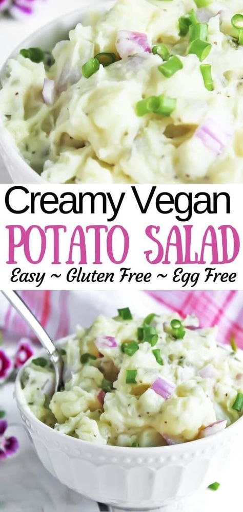 Vegan Picnic Food, Vegan Mayonaise, Vegan Potato Salad, Salad Potato, Vegan Picnic, Potato Salad With Egg, Vegan Potato Salads, Easy Potato Salad, Sour Cream Recipes