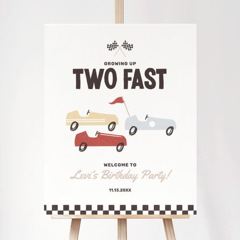 Two Fast Race Car Boy 2nd Birthday Welcome Sign Two Fast Birthday Welcome Sign, Two Fast Welcome Sign, Boy 2nd Birthday, Future Son, 2nd Birthday Boys, Race Car Birthday Party, Car Theme, Birthday Welcome Sign, Birthday Boys