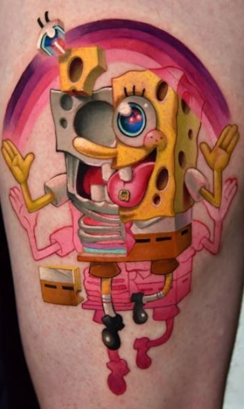 Spongebob Tattoo Ideas, Spongebob Tattoo, Bright Tattoos, Petit Tattoo, Tattoo Magazine, 4 Tattoo, Geniale Tattoos, Tatuaje A Color, Tattoo Magazines