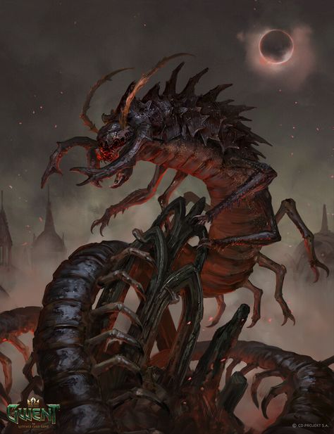 ArtStation - Viy. Gwent Card, Alexandr Kozachenko Horror Insect Art, Giant Insect Fantasy Art, Insect Demon, Witcher Monsters, Witcher Art, Creature Artwork, Cool Monsters, Fantasy Beasts, 다크 판타지