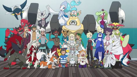 The last group photo | Pokémon Sun and Moon | Know Your Meme Kiawe Pokemon, Lusamine Pokemon, Kartu Pokemon, Cartoon Pokemon, Pokemon Alola, All Anime Characters, Pokemon World, Pokémon Anime, Ash Pokemon