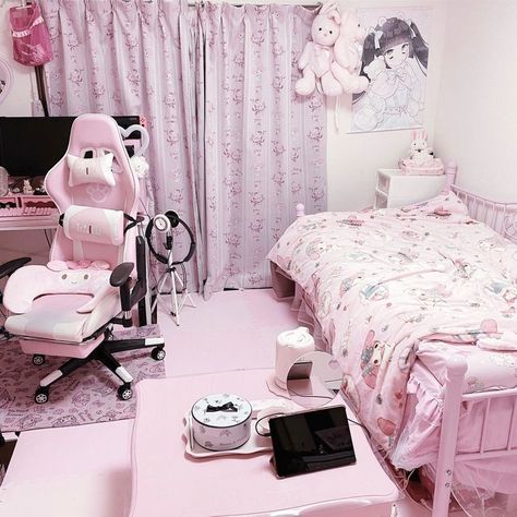 Jirai Kei Room, Kawaii Room Ideas, Arte Do Kawaii, Charmmy Kitty, Jirai Kei, Princess Room, Girly Room, Gaming Room Setup, Cute Room Ideas