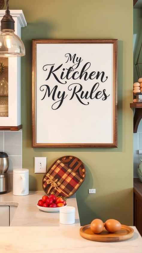 Personalize your kitchen with playful wall art! 🤩 "My Kitchen, My Rules" prints, witty quotes, and food-themed designs create a cozy and fun space. 🍕🍽️ #MyKitchenMyRules #KitchenQuotes #FunnyKitchenWallArt My Kitchen My Rules, Fun Wall Art, Kitchen Quotes, My Rules, Cool Wall Art, Witty Quotes, Wall Art Ideas, Kitchen Wall, Kitchen Wall Art