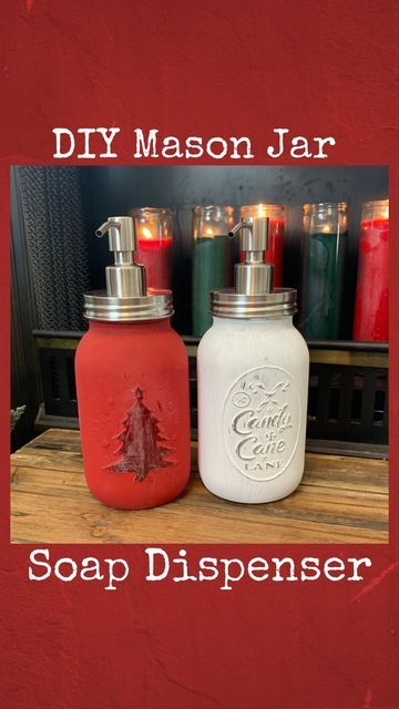 Christmas Soap Dispenser, Soap Dispenser Diy, Mason Jar Candy, Valentine Soap, Dispenser Diy, New Craft Ideas, Mason Jar Soap Dispenser, Soap Container, Christmas Soap