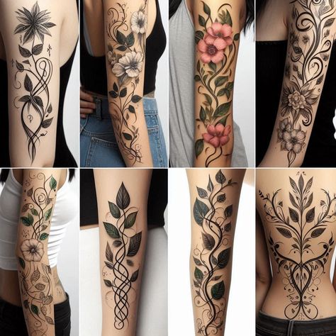 15 Vine Tattoo Ideas to Represent Growth and Abundance 32 Vine Tattoo Ideas, Dainty Flower Tattoos, Hibiscus Flower Tattoos, Poppy Flower Tattoo, Tiny Flower Tattoos, Hip Tattoo Designs, Vine Tattoo, Orchid Tattoo, Vine Tattoos