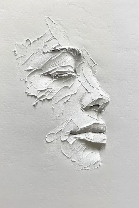 Three Color Painting, Line Faces, White Background Portrait, Stella Art, Relief Painting, Drywall Art, Simple Line Art, Painting Simple, I Close My Eyes