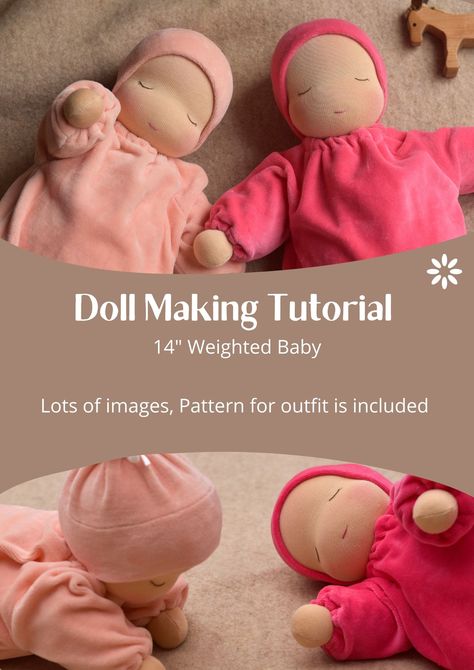 Digital, PDF Tutorials: Tutorial and Patterns for 14" Heavy Baby/ Millet Baby with Outfit Doll Making Tutorials, Weight Baby, Baby Weight, Waldorf Doll, Waldorf Inspired, Baby Sensory, Handmade Dolls, Millet, Doll Pattern