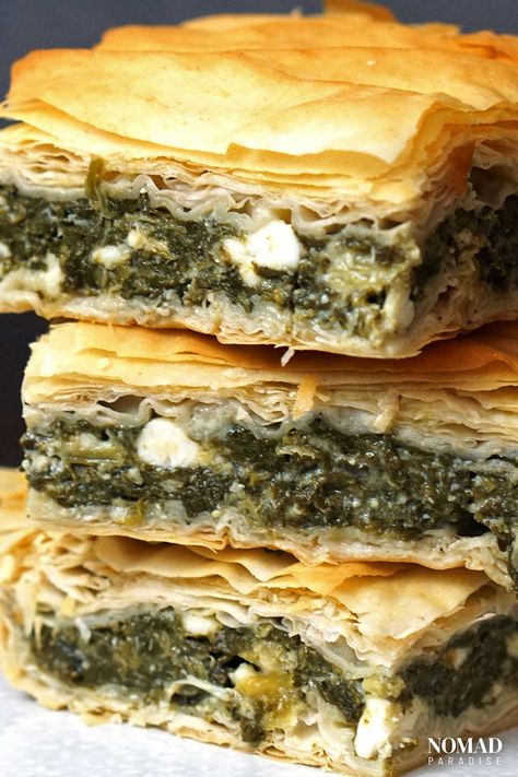 Greek Spanakopita, Onions Recipes, Filo Pie, Spanakopita Recipe, Greek Dinner, Roasted Red Pepper Dip, Greek Spinach Pie, Phyllo Pastry, Greek Pastries