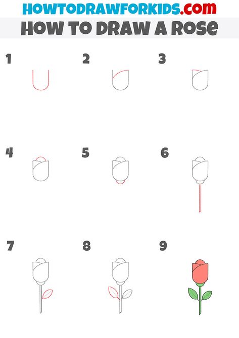 how to draw a rose step by step How To Draw Roses Easy, How To Make Rose Drawing, How To Draw Roses Step By Step, Easy Rose Drawing Step By Step, How To Draw A Rose Step By Step, Red Rose Drawing Easy, Rose Flower Drawing Step By Step, How To Draw A Rose Bud, How To Draw A Rose