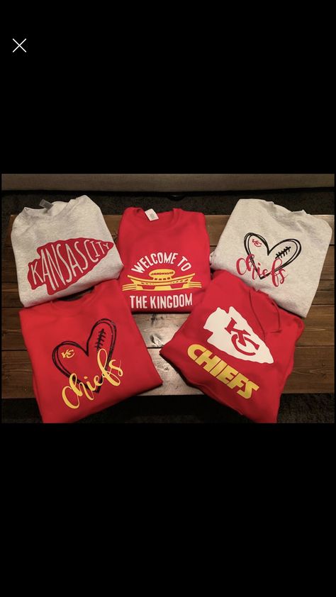 Diy Chiefs Shirts, Kansas City Chiefs Shirts, Chiefs Shirts, Chiefs Football, Diy Sweatshirt, Kc Chiefs, Birthday Wishlist, Diy Shirt, Kansas City Chiefs