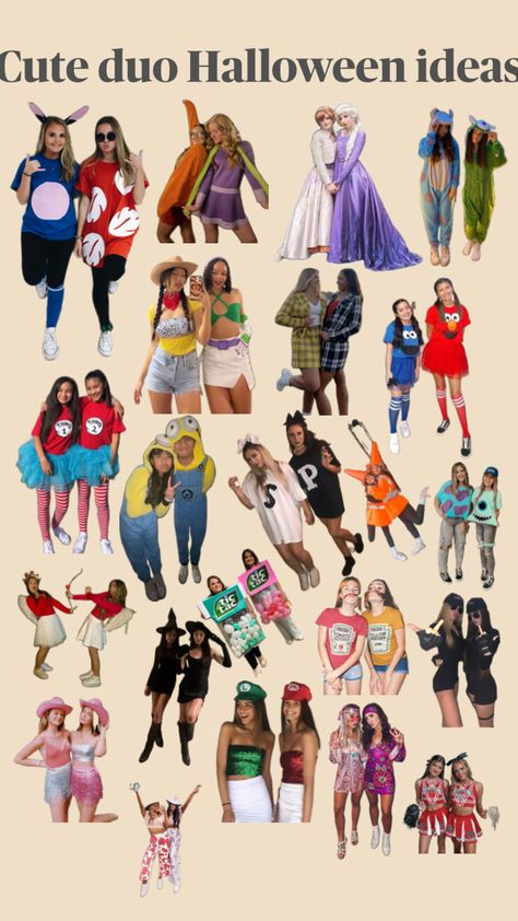 World Book Day Costumes Duo, Spirit Week Duo Day, Dynamic Duo Costumes Friends School, Cute Twin Day Outfits For Spirit Week, Cute Two Person Halloween Costumes, Duo Day Spirit Week Best Friends, Last Minute Halloween Costumes Duo, Duos Costume Ideas, Disney Duo Costumes Friends