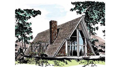 a-frame house plan 1,742 sq ft, 3 bedrooms, 2 bathrooms A Frame Floor Plans, Cabin Style House, A Frame Cabins, Blueprint Pictures, Modern Floor Plans, A Frame House Plans, Building Remodeling, Frame Cabin, Cabin House