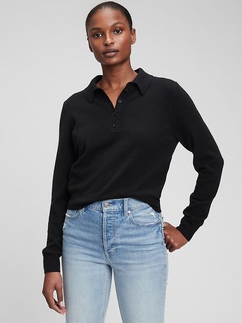 https://www.gapcanada.ca/browse/product.do?pid=8024380130204&cid=100175&pcid=8792&vid=2#pdp-page-content 2022 Sweaters, Long Sleeves Polo, Sweater Polo, Polo Sweater, Shirt Sweater, Polo Collar, Work Clothes, Soft Knits, Work Outfit